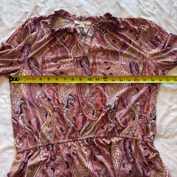 Les Serein Locarno Peplum Blouse Pink Paisley Sz L Large Stitch Fix NWT - Picture 7 of 11